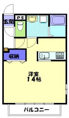 すずらんIII(1K/2階)の間取り写真
