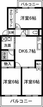 メゾン・デ・マグノーリア(3DK/2階)の間取り写真