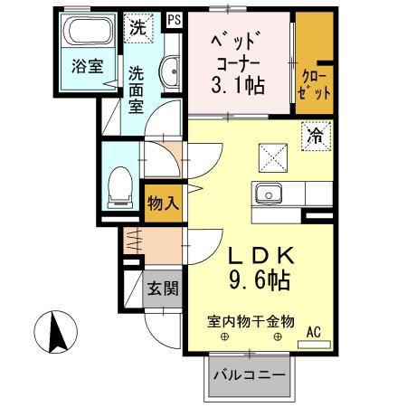 セビアン(1LDK/1階)の間取り写真
