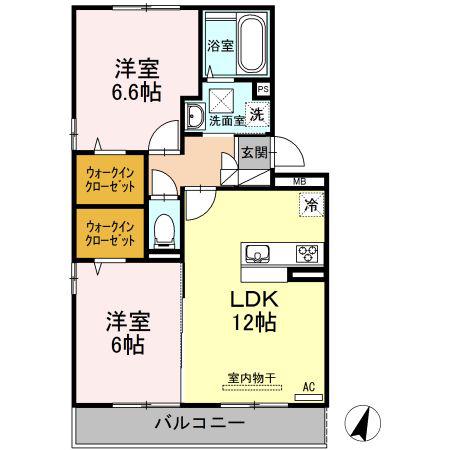 サンライト松山町(2LDK/3階)の間取り写真