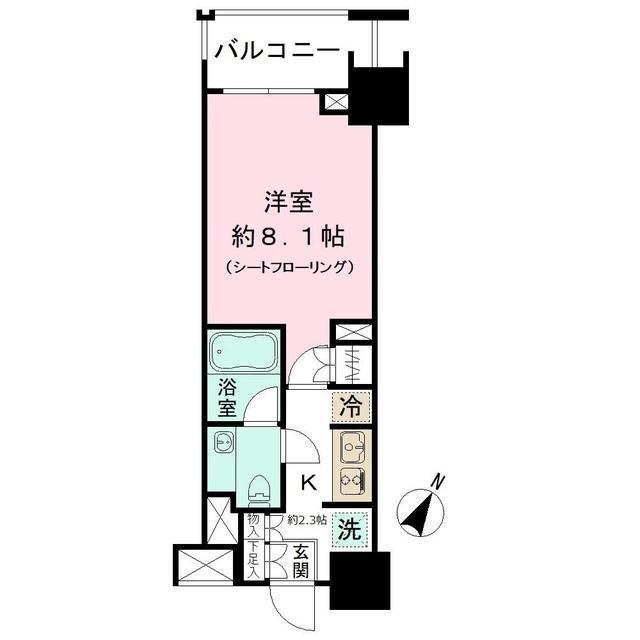 クレヴィア新宿若松町(1K/4階)の間取り写真