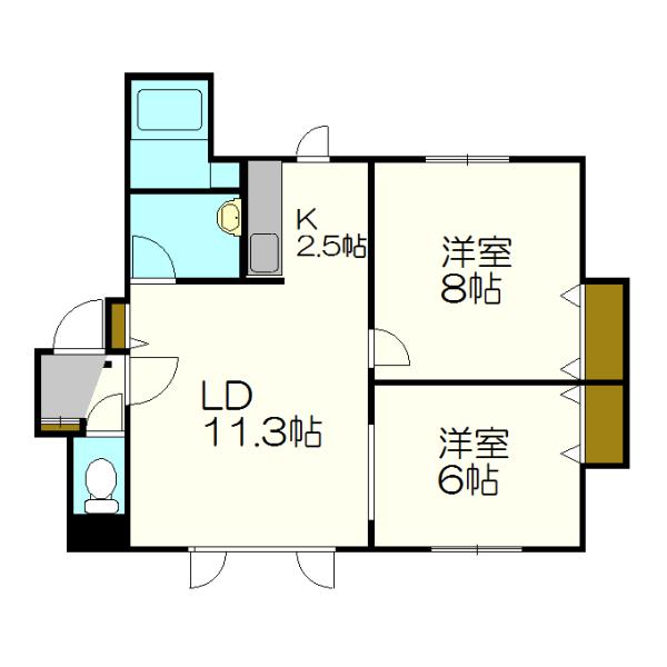 地下鉄東西線 ひばりが丘駅(北海道) 徒歩4分 3階建 築18年(2LDK/3階)の間取り写真