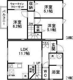 フォレストヒルズ 弐番館(3LDK/1階)の間取り写真