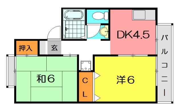 ハイツアメニティ(2K/2階)の間取り写真