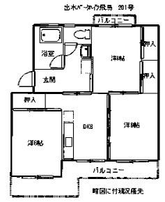 出水パークハイツ出水(3DK/2階)の間取り写真