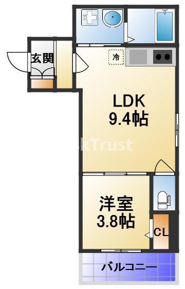 M-CITY千林大宮II(1LDK/2階)の間取り写真