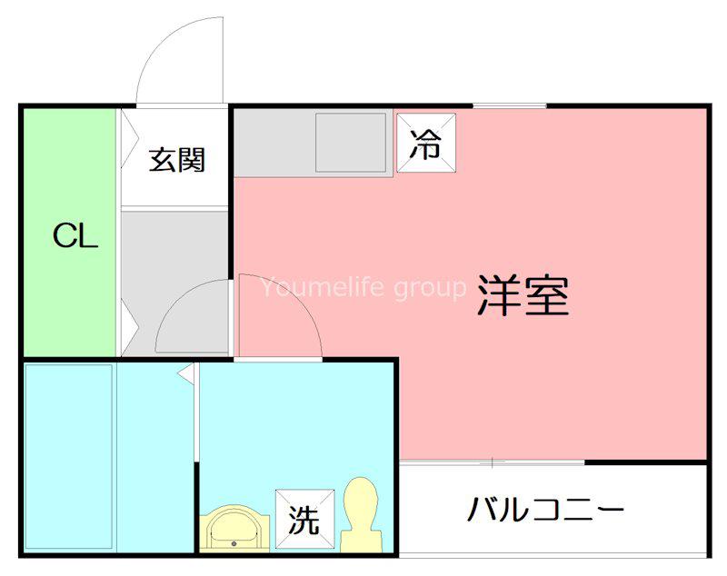 グランフロント藤沢(ワンルーム/1階)の間取り写真