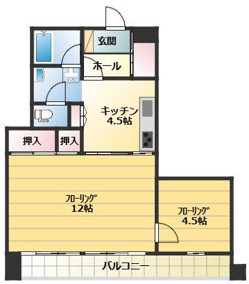 コーポ大善(2K/6階)の間取り写真