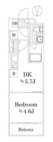 ラフィスタ鷺ノ宮(1DK/4階)の間取り写真
