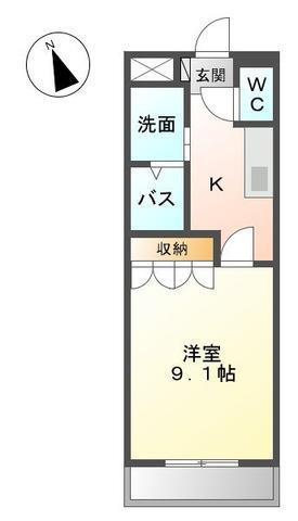 ローズハウス(1K/2階)の間取り写真