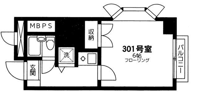 ニューパレス 手割引 室内洗濯機置場 駐輪(1K/3階)の間取り写真