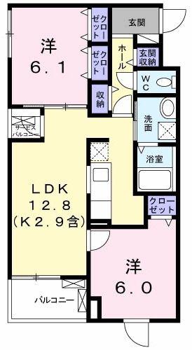 GARDEN HILLS(2LDK/4階)の間取り写真