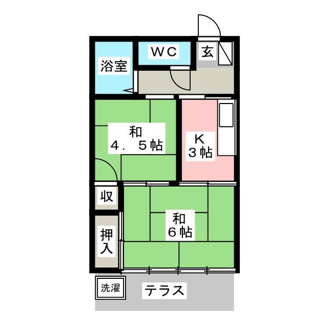 栄荘(2K/1階)の間取り写真