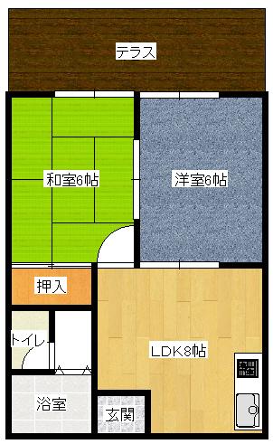 グリーンアイランド(2DK/1階)の間取り写真