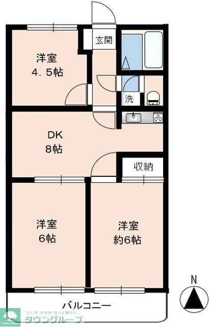 グリーンパーク伊勢崎(3DK/2階)の間取り写真
