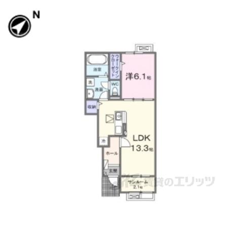 サニーヒル(1LDK/1階)の間取り写真