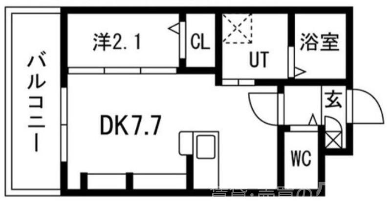 シーエムサンク(1DK/1階)の間取り写真