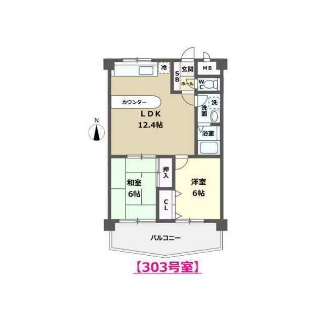 グレース中奥I(2LDK/3階)の間取り写真
