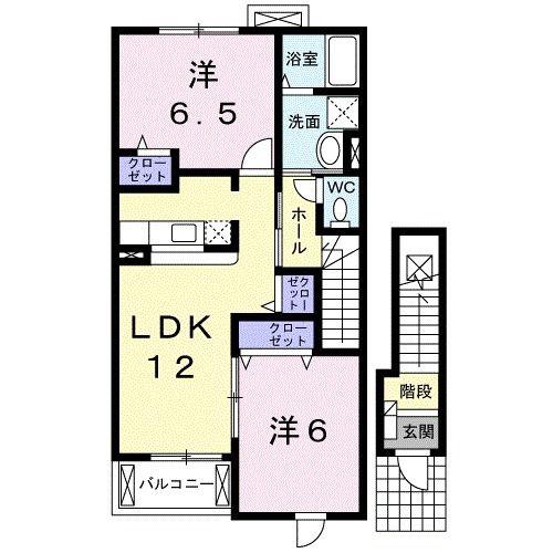アヴァンシアC(2LDK/2階)の間取り写真