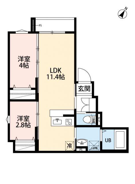 ROBOT HOME 小田急相模原(2LDK/2階)の間取り写真
