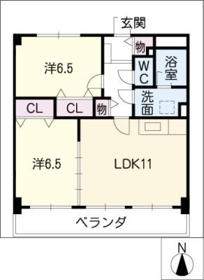 グリンデル入沢(2LDK/4階)の間取り写真
