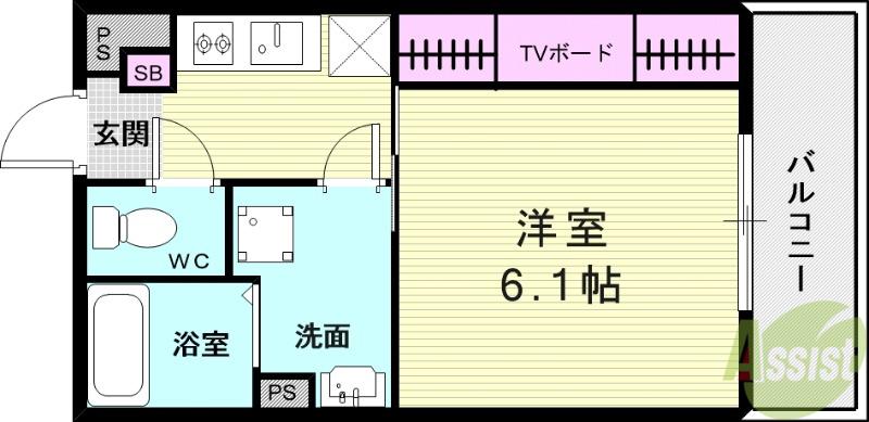 リブリ・Y.Y 響(1K/2階)の間取り写真