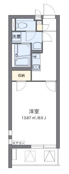クレイノシンフォニー 野村(1K/2階)の間取り写真