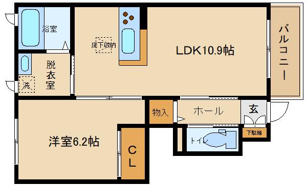 シャーメゾンEトレジャーA棟(1LDK/1階)の間取り写真