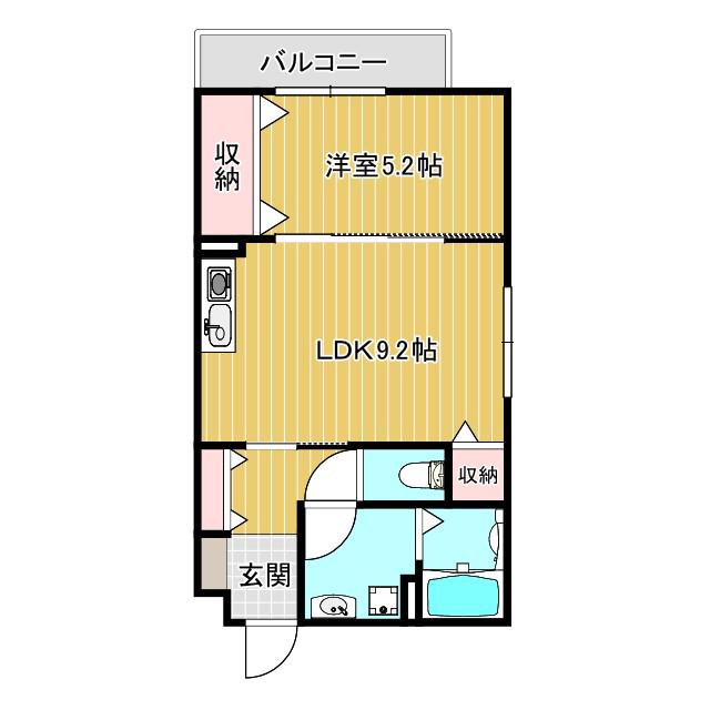 土山ハイツ(1LDK/3階)の間取り写真
