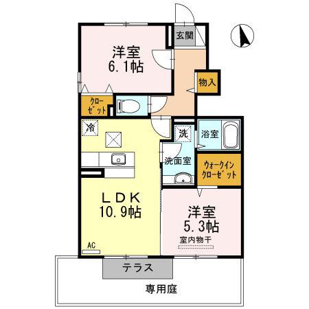 ARCHEK(2LDK/1階)の間取り写真