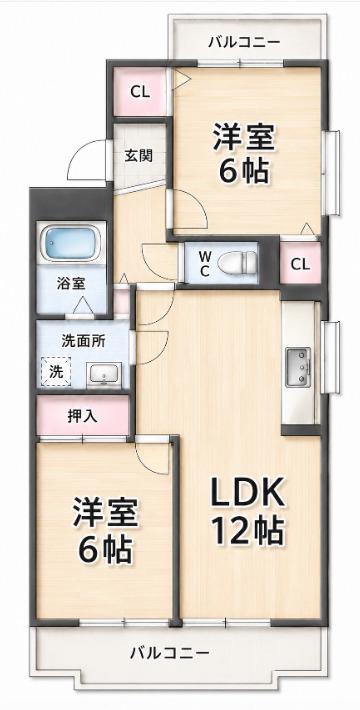 シャンブルMAKI(2LDK/2階)の間取り写真