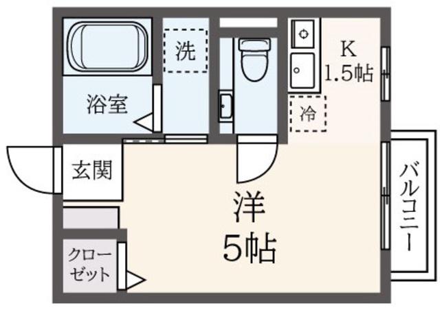 鈴木館3RD(ワンルーム/1階)の間取り写真
