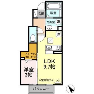 グランフィールド アスカ(1LDK/1階)の間取り写真