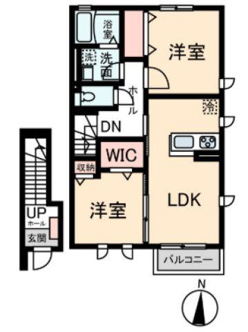 JR埼京線 戸田公園駅 徒歩10分 2階建 築1年(2DK/2階)の間取り写真
