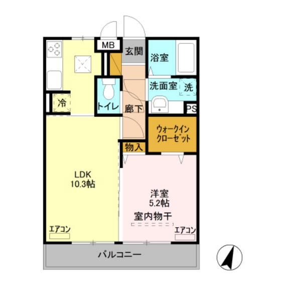 スクエア C・D(1LDK/1階)の間取り写真