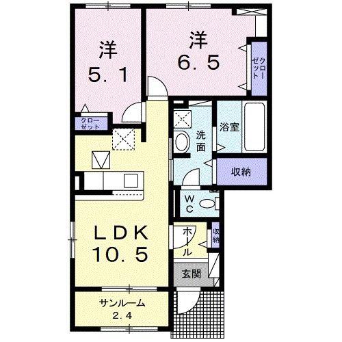 メゾンプルミエ2(2LDK/1階)の間取り写真