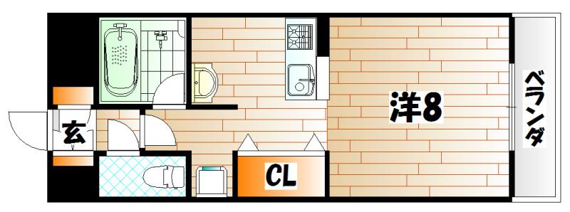 北口幹線ビル(1K/8階)の間取り写真