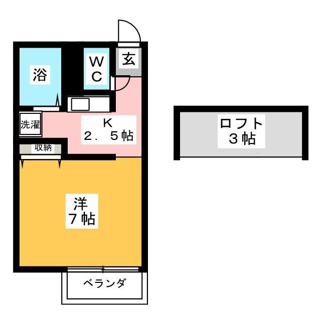 フォーユーハイツII(1K/2階)の間取り写真