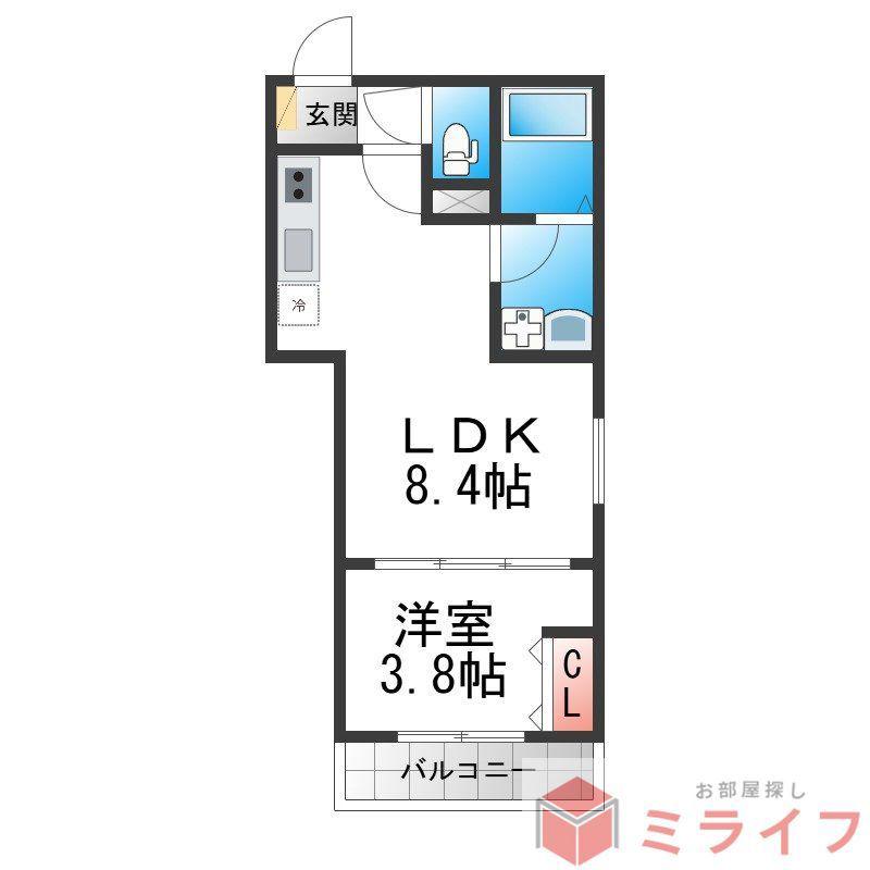 D PORTA CEREZO(1LDK/2階)の間取り写真