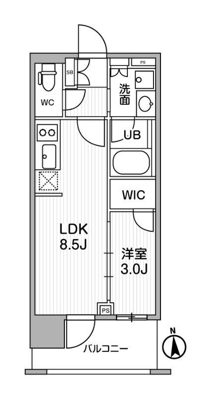 シーズンフラッツ新御徒町イースト(1DK/2階)の間取り写真