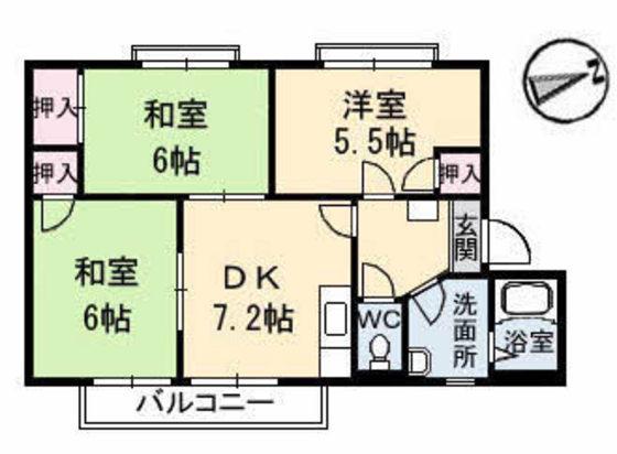 フレグランスKM E棟(3DK/1階)の間取り写真