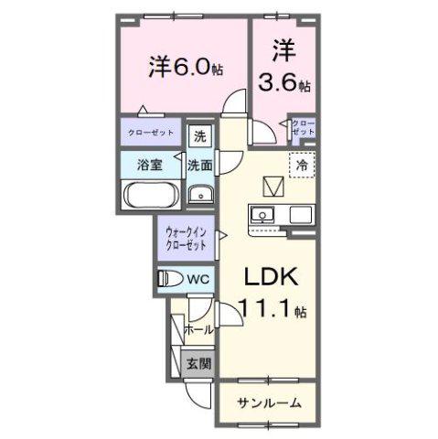 ニコ ライフ(2LDK/1階)の間取り写真