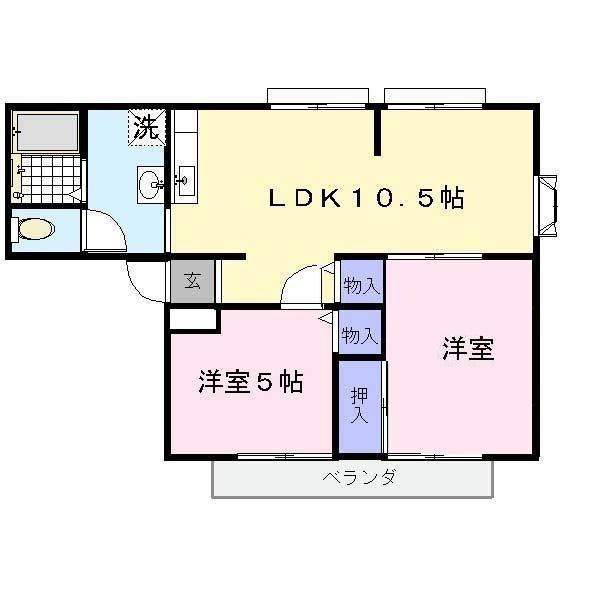 エクセルハイム(2LDK/2階)の間取り写真
