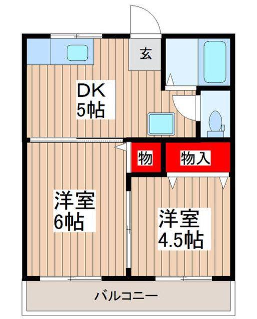 第一藤栄ハイツ(2DK/2階)の間取り写真