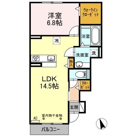 ラ・フォート(1LDK/1階)の間取り写真