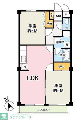 ローヤルコーポ寿(2LDK/2階)の間取り写真