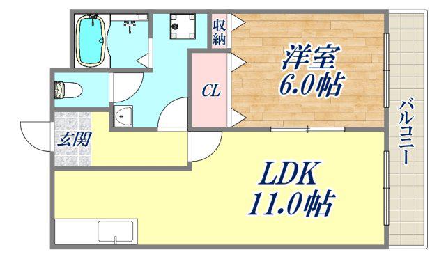 サンコーポユウⅢ(1LDK/3階)の間取り写真