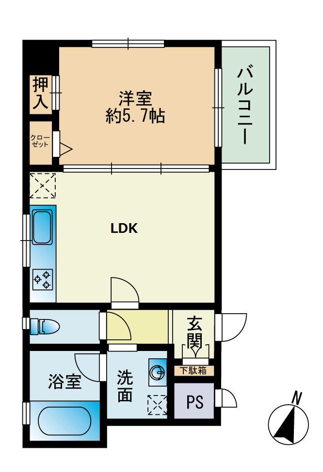 SY祇園ビル(1LDK/2階)の間取り写真