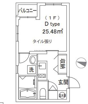 IBIS COURT方南(1K/1階)の間取り写真