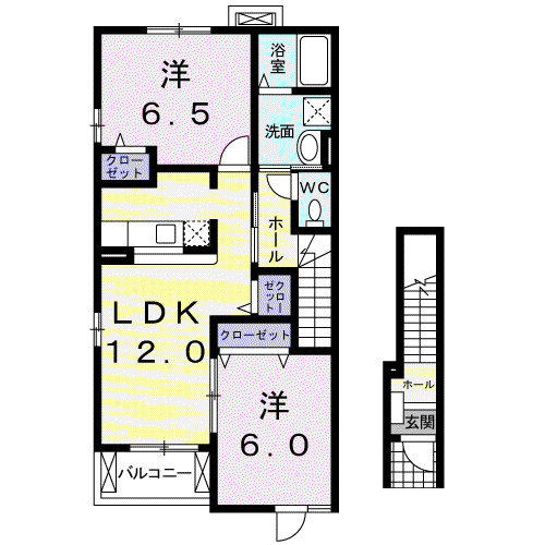 エテルノA(2LDK/2階)の間取り写真